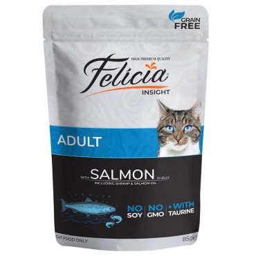 Felicia Yetişkin Somonlu Yaş Kedi Maması 85 Gr