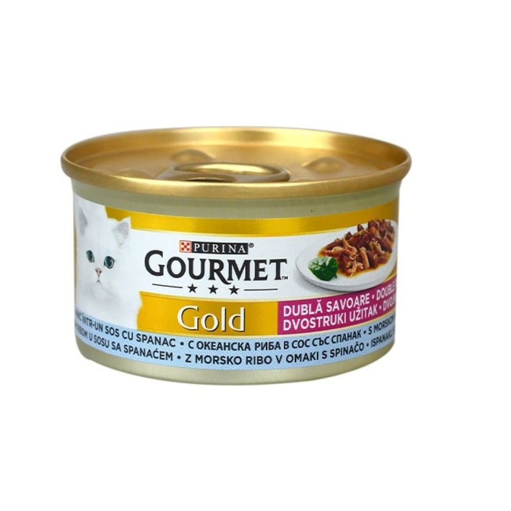 Gourmet Gold Parça Etli Balıklı Ispanaklı Kedi Konservesi 85gr