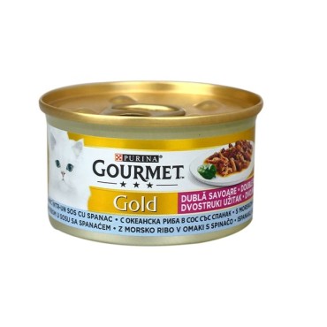 Gourmet Gold Parça Etli Balıklı Ispanaklı Kedi Konservesi 85gr