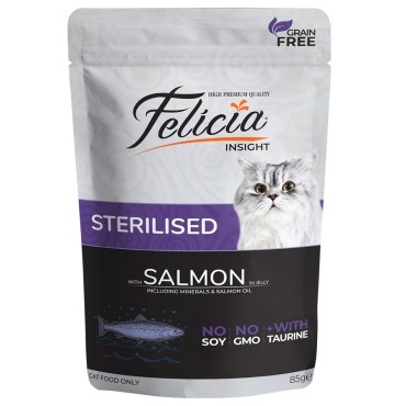 Felicia Sterilised Somonlu Yaş Kedi Maması Tahılsız 85 Gr