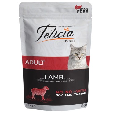 Felicia Pouch Yetişkin Kuzu Etli Yaş Kedi Maması 85 Gr