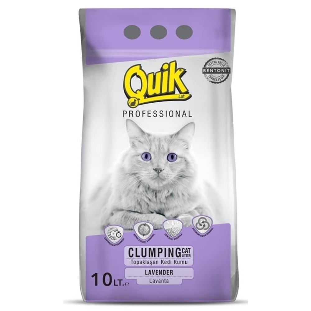 Quik Lavantalı İnce Tane Bentonit Topaklanan Kedi Kumu 10 L