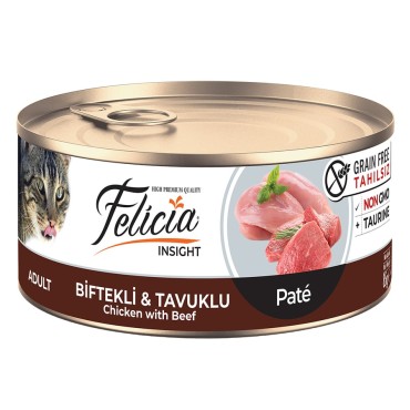 Felicia Tahılsız Biftekli Tavuklu Kıyılmış Yaş Kedi Maması 85 gr