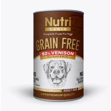 NUTRİ Tahılsız Geyik Etli Konserve Mama – Yetişkin Köpekler İçin 400 gr