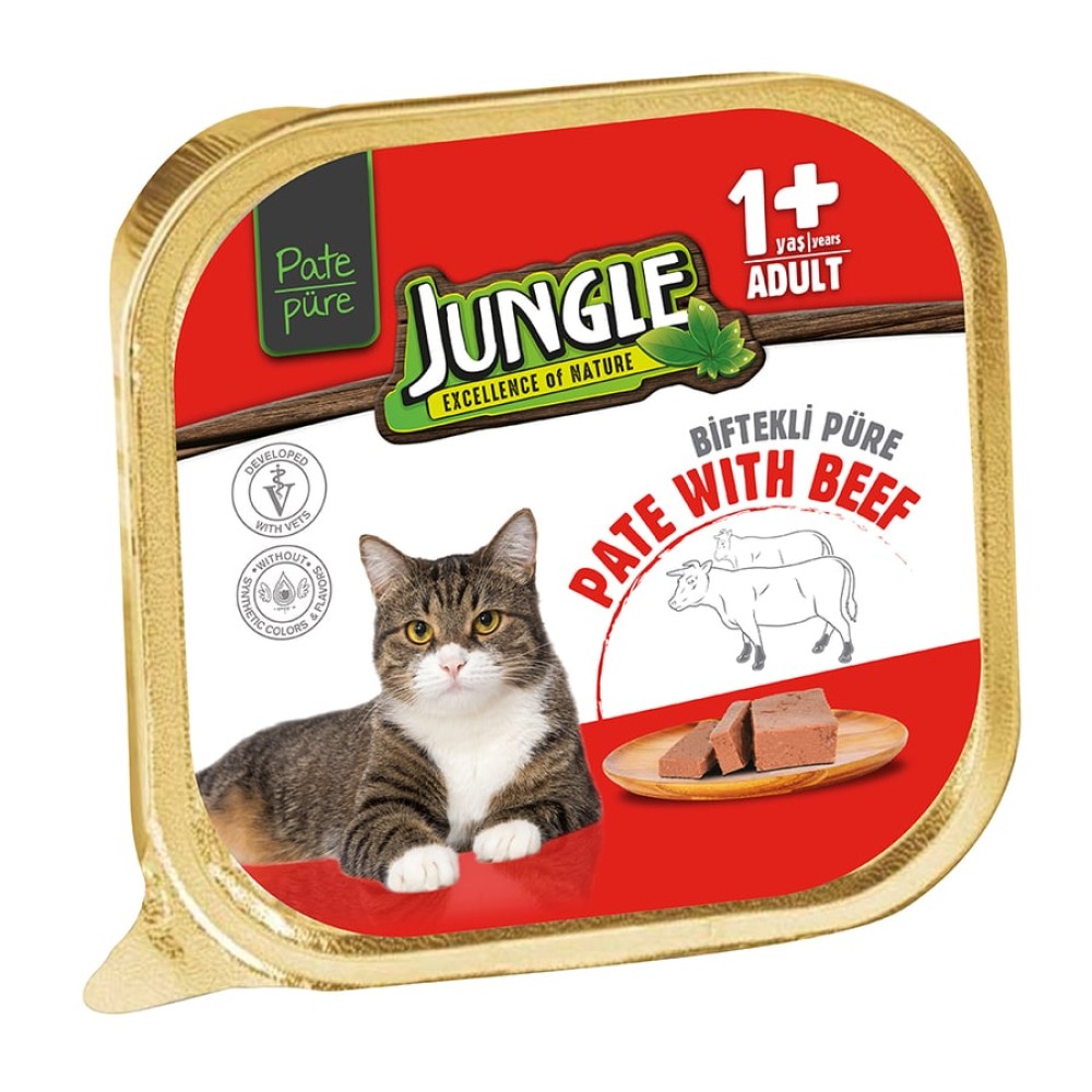 Jungle Adult Kedi Biftekli Pate Konserve 100 Gr